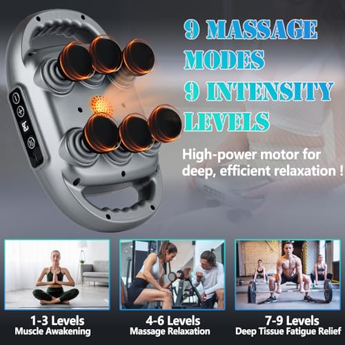 6 Head Massage Gun Deep Tissue with 9 Levels & 9 Modes, Electric Massager Tool for Legs, Arms, Waist, Back, Buttocks - Full Body Muscle Pain Relief, Ideal Gifts for Women, Men, Mom, and Dad - Image 3