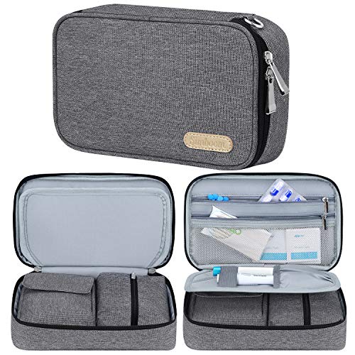 Simboom Diabetische tas voor reistas, dubbele laag tas voor insuline en spuitstift, grijs