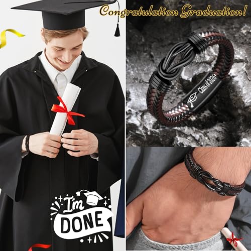 Image of Btysun Fathers Day Gift, Gifts for Men Morse Code Bracelets for Men 2026 Graduation Gifts Mens Bracelet for Him Boyfriend Husband Leather Bracelet Motivational Birthday Jewelry Stocking Stuffers