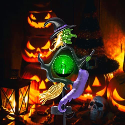 Viveta VT-2501 Solar Halloween Lights, Witch Halloween Decorations Solar Stake Lights With Crackle Glass Ball For Outdoor Pathway Garden Yard Patio thumb #7