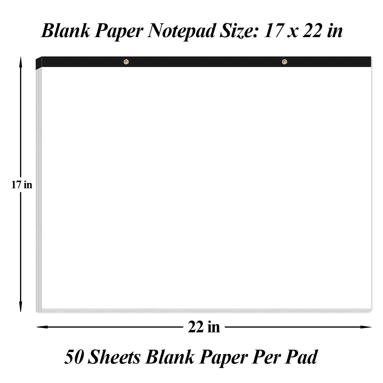 Blocco note in carta bianca grande, 55,9 x 43,2 cm, 100 fogli/200 pagine, carta bianca da 100 g/m², per ufficio, scuola, casa, confezione da 2