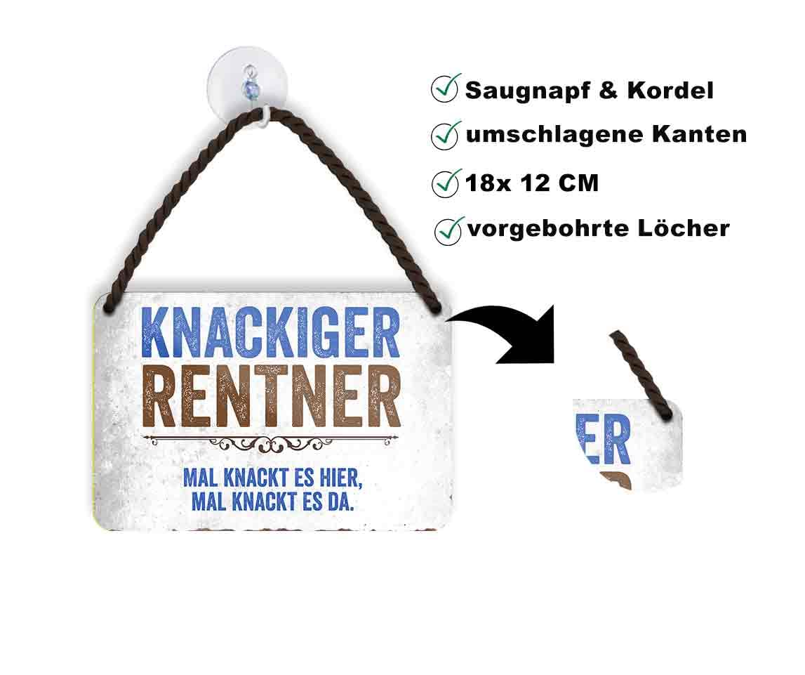 Lustiges Blechschild 18x12cm - Wecker Spruch Mit Saugnapf & Kordel