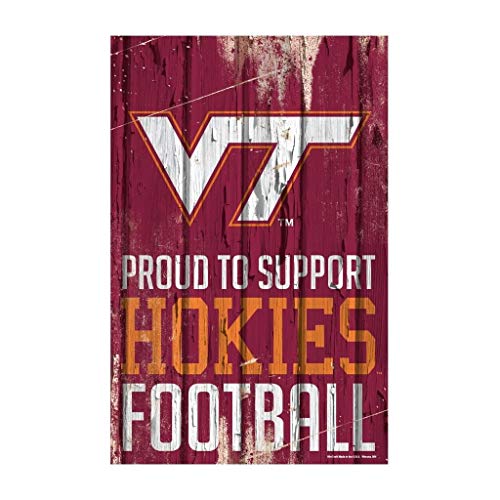 WinCraft NCAA Virginia Tech Hokies SignWood Proud to Support Design, Team Color, 11x17