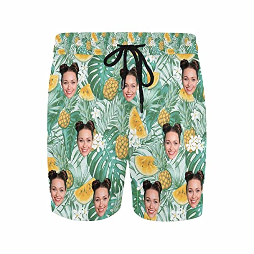 Custom Funny Swim Shorts with Faces Customized Gifts Mens Swim Trunks Wife Girlfriend Photos Beach Board Short for Me