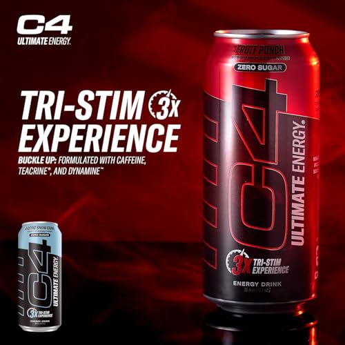 Image of C4 Ultimate Sugar Free Energy Drink 16oz (Pack of 24) | Arctic Snow Cone | Pre Workout Performance Drink with No Artificial Colors or Dyes