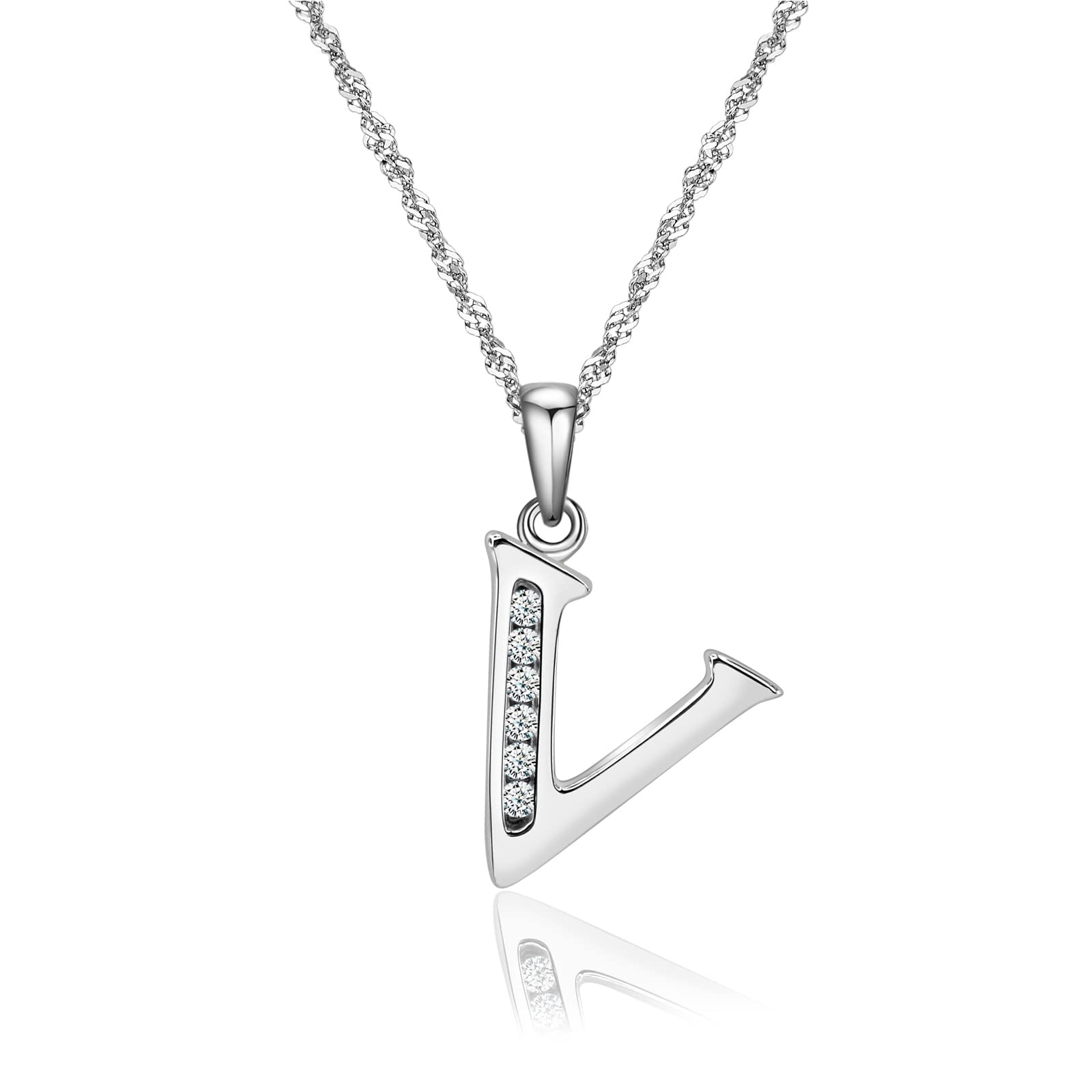 Gemschest Graduation Gifts Initial Necklace S925 Sterling Silver Jewelry Cubic Zirconia Letter Alphabet Phase Pendant Necklace Mother Day for Mom