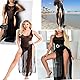 Sexy Transparent Mesh High Opening Long Bikini Cover Up Mesh Tops Beachwear Beach Dress for Women