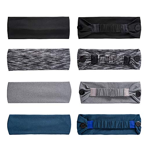 Zoldag Headbands With Buttons For Doctor Nurse Protect Ears Elasticity Button Headbands Non Slip Hair Bands For Yoga Sports Running #TOP5