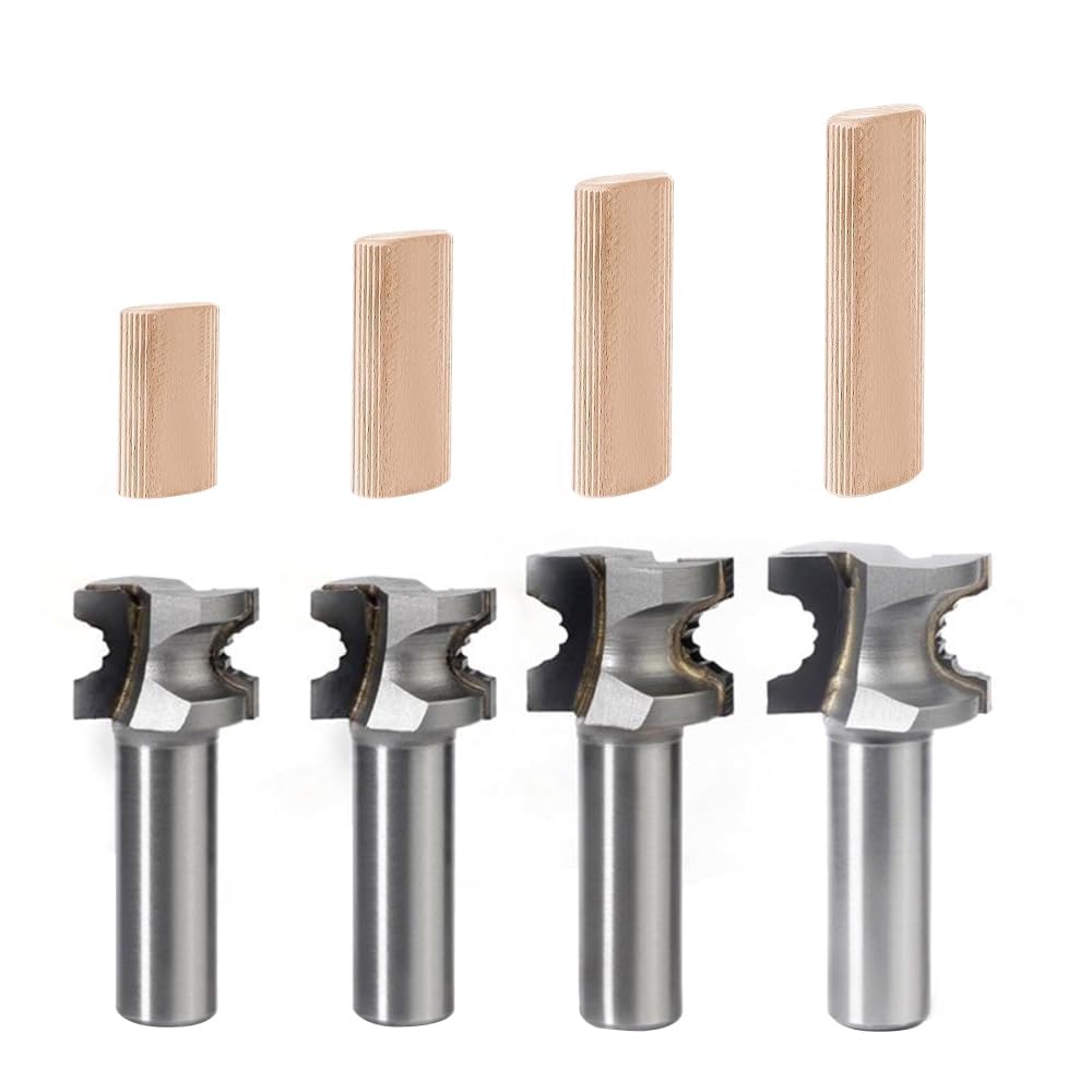 FindBuyTool Router Bits Set, Router Bit 8mm Shank for Festool DF500/700 Dominos, 4Pcs Tungsten Carbide Tips Router Bit, Wood Trimming Router Bits Set for Handwork and DIY Projects, D5,D6,D8,D10