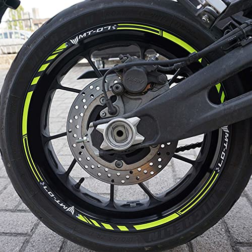Autocollants Rayures Moto Jantes Yamaha MT-07 Labelbike Jaune Fluorescent Kit Protection