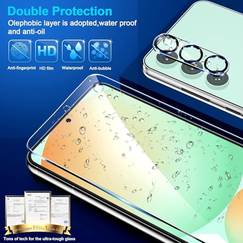 Image of 3 Pack for Samsung Galaxy S24 FE Screen Protector Tempered Glass + 3 Pack Camera Lens Protector, Military Grade Shatterproof, 9H Hardness, Fingerprint Unlock, Case Friendly 6.7 Inch