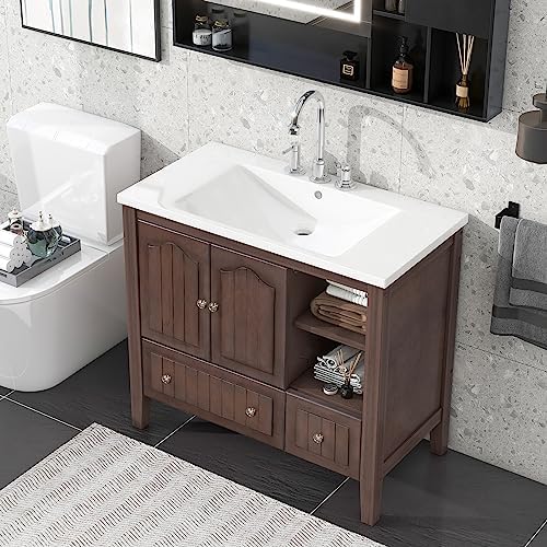 Amazon.com: 36 Inch Bathroom Vanity Sink Combo, Storage Cabinet with ...