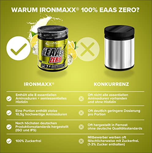 100% EAAs Zero Ice Tea Lemon 500g - EAAs Pulver hochdosiert, Vegan und zuckerfrei, 8 essentielle Aminosäuren zur Ergänzung deiner Sporternährung 3