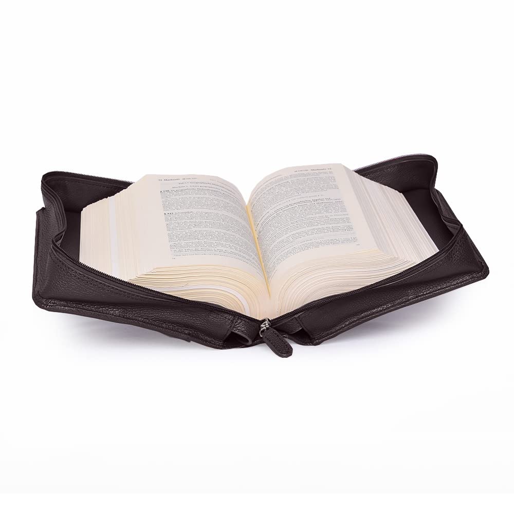 SartoriusSKIN Tasche PURO aus Nappaleder in Gr. L in Kaffee-braun, Buchhüllen-Tasche mit Buchstütze und Tragegurt