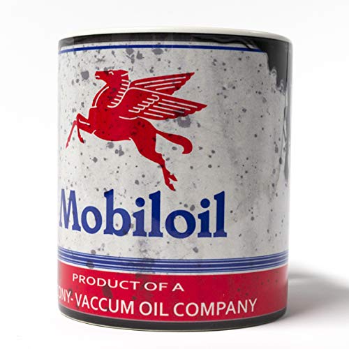 Images In Tile USA Mobil Lube Motor Oil Can 11 oz. Coffee Mug Antique Collector