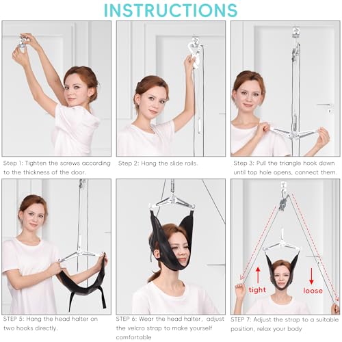 cervical neck traction device over-the-door no need for handheld or water bag portable neck stretchereffective home physical therapy for neck pain relief 10 adjustable tension levels