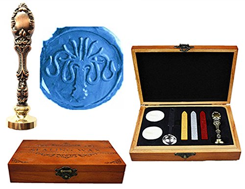 Cachets de cire pour mariage et papeterie fine avec cuillère et coffret en bois
