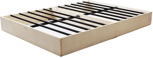 Miniatura 3 de Panana Base de cama de metal de 9 pulgadas, acero resistente con funda de tela, base de colchón, marco de madera, fácil montaje, matrimonial, color