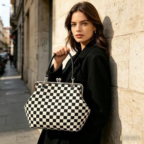 Bolso grande con cierre kisslock y asa superior miniatura 3