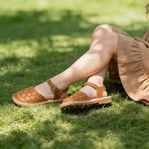Image of THEE BRON Toddler Floral Cutout Closed Toe Sandals for Girls Breathable Summer Shoes