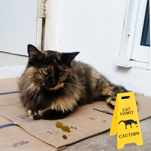 HJZHII 2 Stück Katzen Kotz Schild,Katzen Geschenk,Cat Vomit Sign Warnschild Lustige für Erbrochenes Haustieren 3D Gedruckte Haustier Erbrochenes Schild Prank Geschenk für Katzen