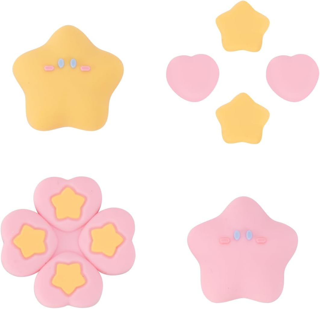 Yocore Cute Switch D-Pad Button Caps Silicone Thumb Grips Set, ABXY Key Buttons Sticker Joystick Cover Caps for Nintendo Switch/OLED – Pink Yellow Stars Yocore Cute Switch D-Pad Button Caps Silicone Thumb Grips Set, ABXY Key Buttons Sticker Joystick Cover Caps for Nintendo Switch/OLED – Pink Yellow Stars