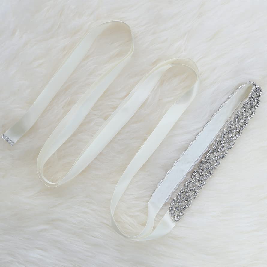 Bridal Belt Handmade Crystal Rhinestone Wedding Dress Sash Belt Tie With Ribbon3