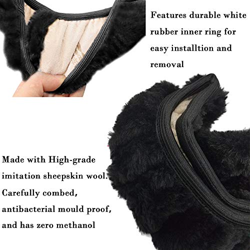 Lenkradabdeckung, Amokee Universal Lenkradhülle Plüsch Winter Lenkradbezug Teleskop Lenkrad Abdeckung weich bequem Steering Lenkradschoner für Auto Zubehör, 36-39cm (Schwarz)