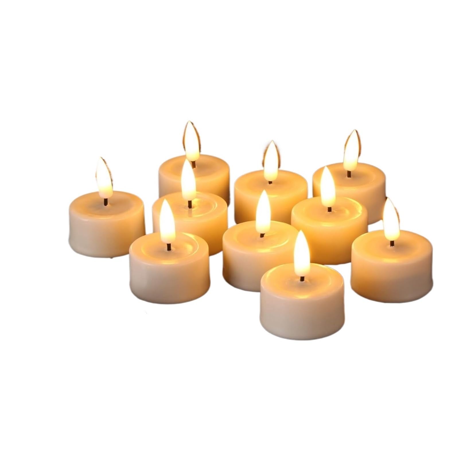 6/12 piezas velas LED parpadeantes alimentadas por luz parpadeante luz del té sin llama para la decoración de la fiesta nupcial de cumpleaños (10-pcs-Warm Light)