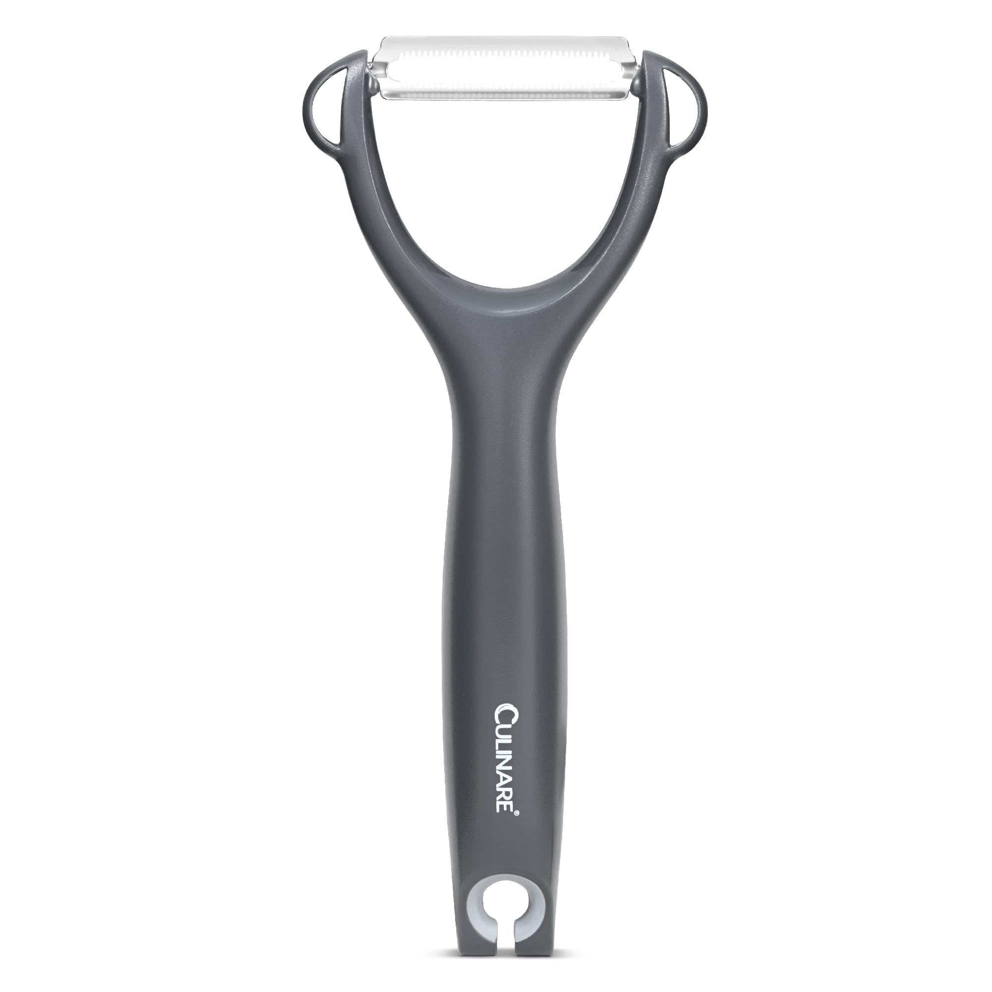 Culinare Serrated Safety Peeler, Grey, Plastic/Stainless Steel, Y Shaped for Maximum Control and Comfort, Manual Tomato/Kiwi Peeler
