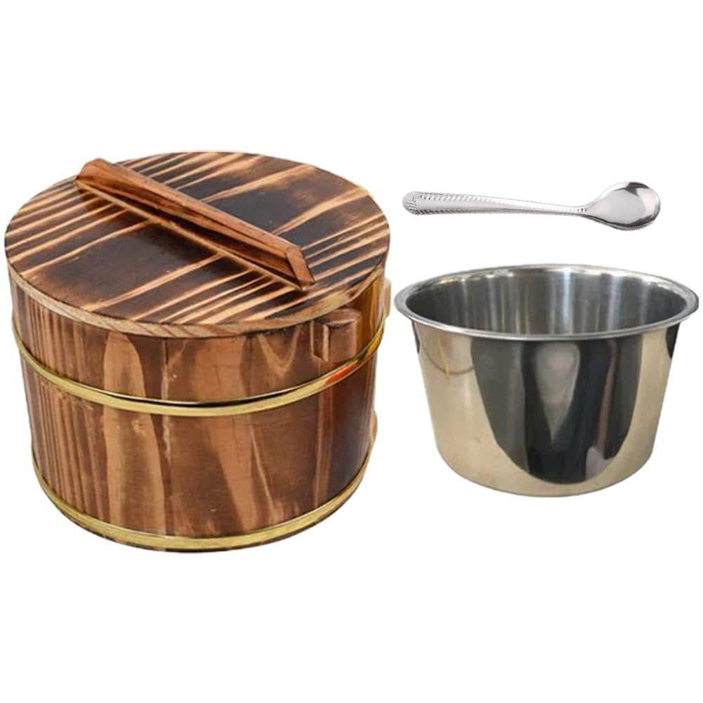 Seau à riz en bois rond pour des soirées sushi réussies en famille