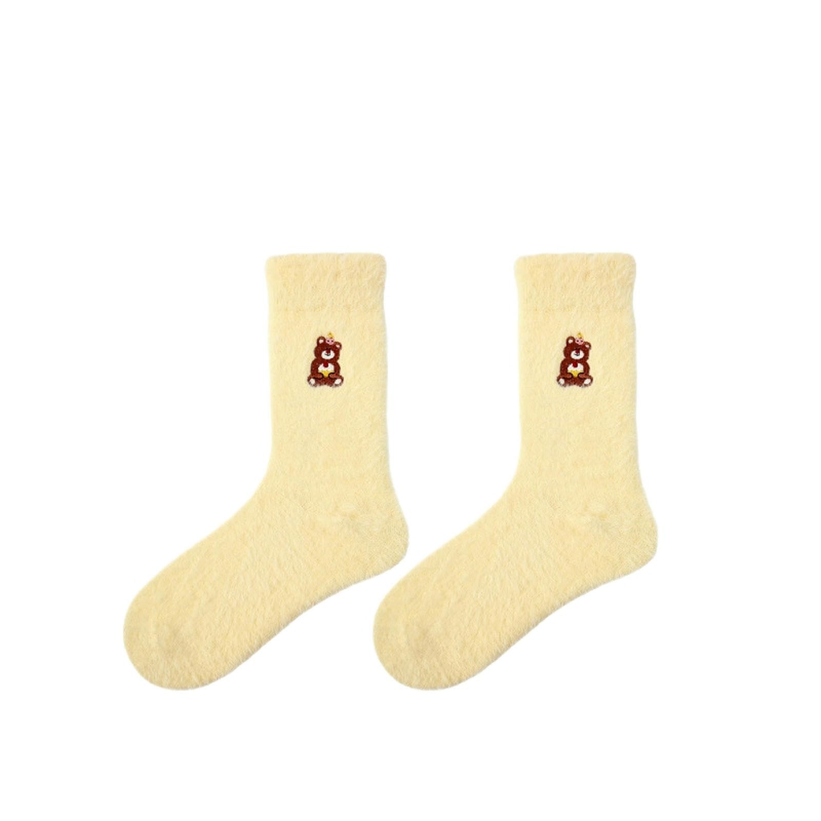 Skarpety termiczne dla kobiet 6 par jesiennych i zimowych pluszowych skarpet damskich plus aksamitne długie skarpetki grube zwierzęce haft skarpety środkowe