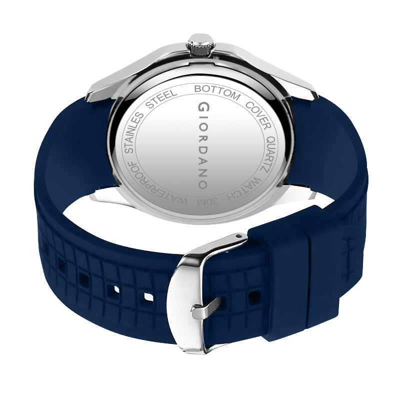 Image of GIORDANO Analog Watch for Men - Textured Dial, Stainless Steel Strap, Date Display, Quartz Movement, Water Resistant