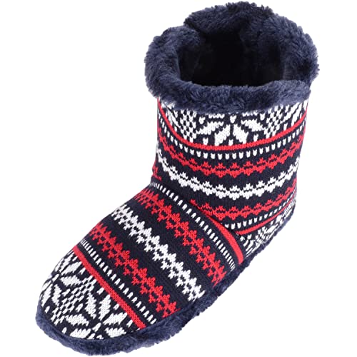 Chaussons tricot homme SNUGRUGS haut de gamme avec intérieur en fausse fourrure douce