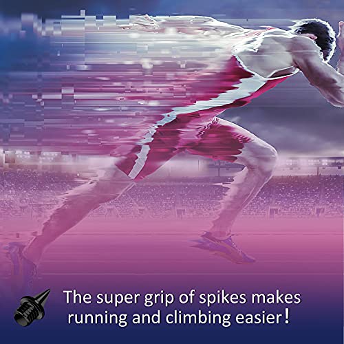 VOCOOL 100PCS 1/4inch Black Stainless Steel Track and Cross Country Spikes with Spike Wrench, Pyramid Replacement Track Spikes for Sprint Sports Short Running Shoes