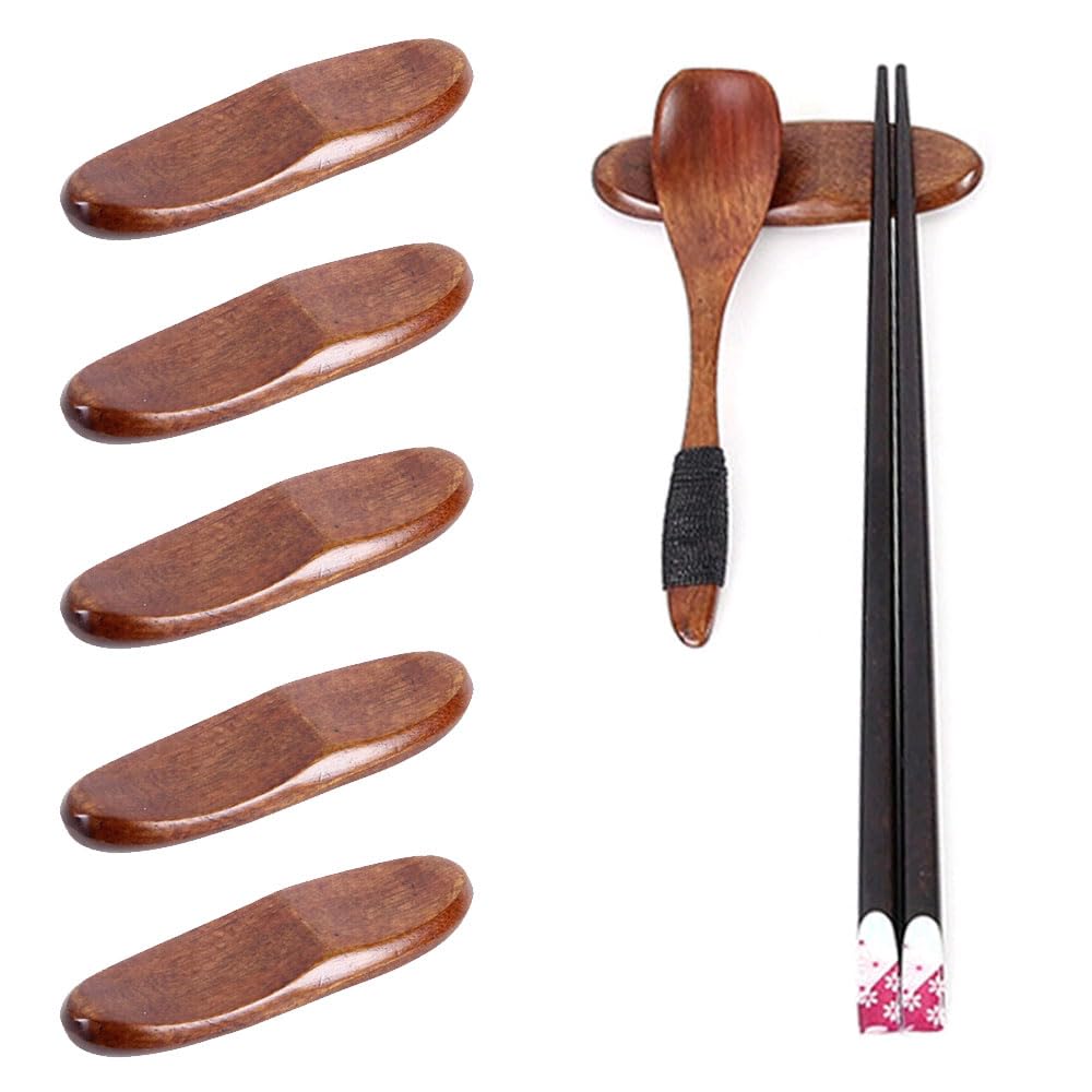 WANGCL 5Pcs Wooden Chopsticks Rest Japanese Style Vintage Chopstick Holder Dinnerware Tableware Holder Stand for Gift