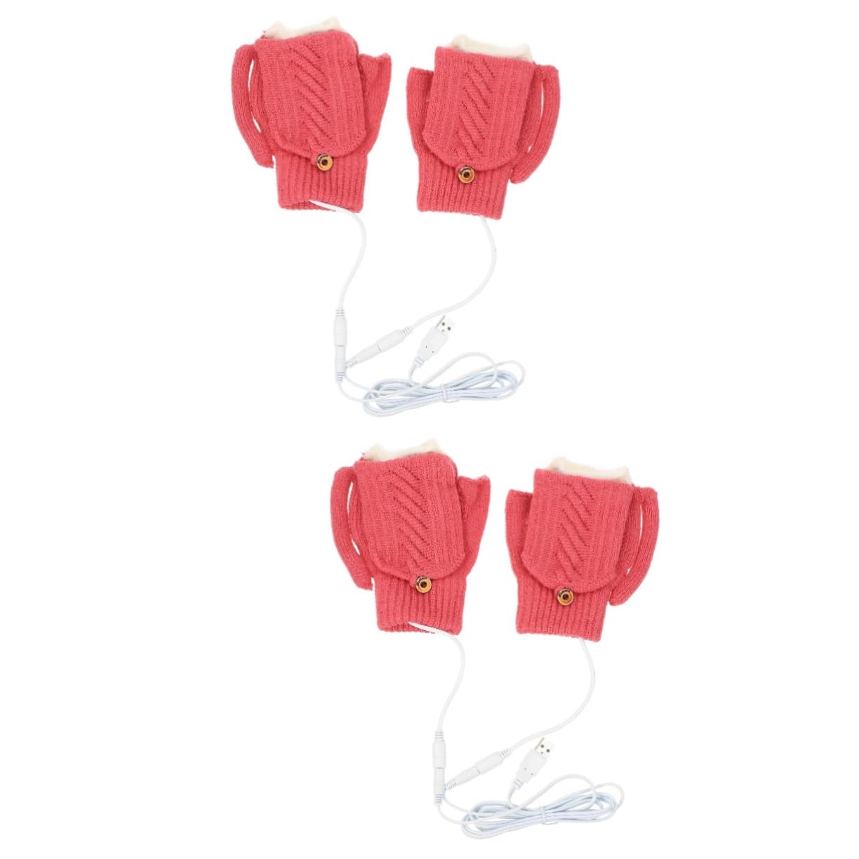 Guantes térmicos USB invierno Happyyami convertibles de dedo completo 8