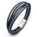 Lederarmband Herren Armband Herren Männer Leder Edelstahl – Casisto.J Mit Gravur Schwarz Braun Geflochten mit Magnet Verschluss