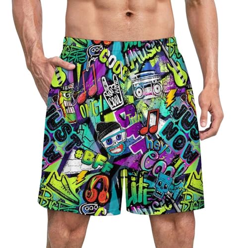 SABebmgfd Novelty Print Shorts Man Beach Short Pants Elastic Waist Loose Pant Breathable Trunks Hiking Bottoms XL Blue