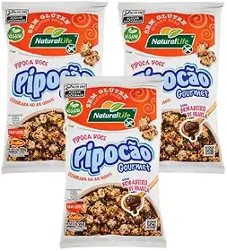 KIT 3 Unidades Pipoca Doce Gourmet Sem Glúten Vegana 90g - Natural Life (Brigadeiro de Panela)