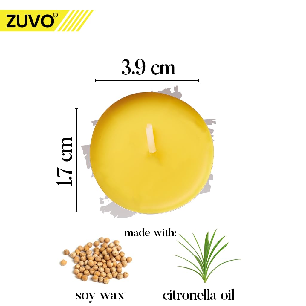 Zuvo Citronella Tealights - Pack of 50, 4-Hour Burn, Yellow, 4 Hour - Image 3