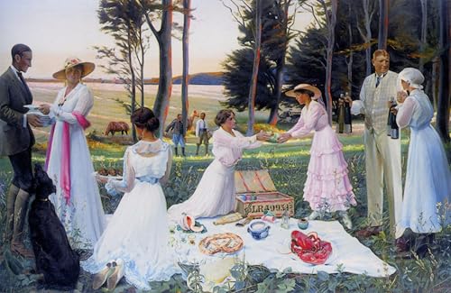 Cuadro de lienzo Harald Slott-Moller el picnic de la tarde pintura mural 60x90cm