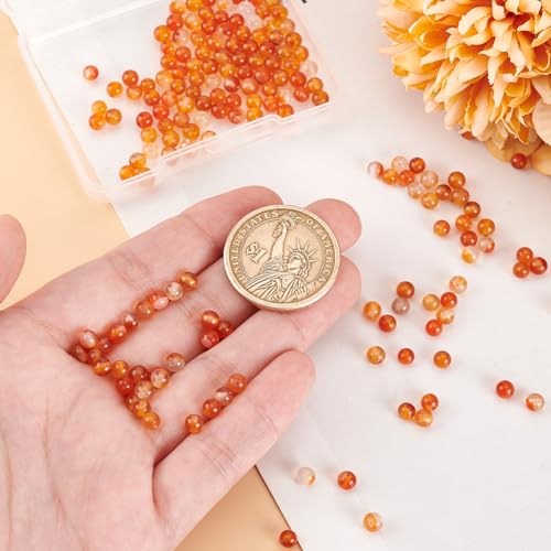 OLYCRAFT About 190pcs 4mm Natural Carnelian Beads Round Carnelian Stone Beads Carnelian Beads 1mm Hole Round Gemstone Beads Loose Spacer Bead for Bracelet Necklace Jewelry Making Clothing Beading - Image 3