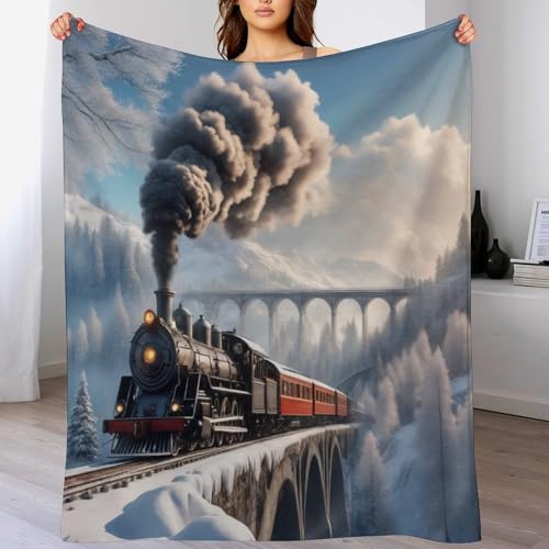 Manta de franela para sofá de 180x200 cm estilo tren de vapor multiusos 2