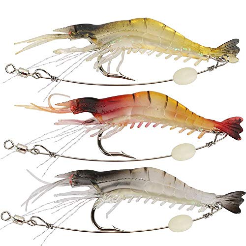 Huudngeje Senuelos De Plastico Blando Cebo Artificial Luminoso Camaron Senuelo De La Pesca Color Mezclado Spinner Ciguenal Senuelo De La Pesca con Gancho Aparejos De Pesca 9Cm 0.013Lb 3Pcs
