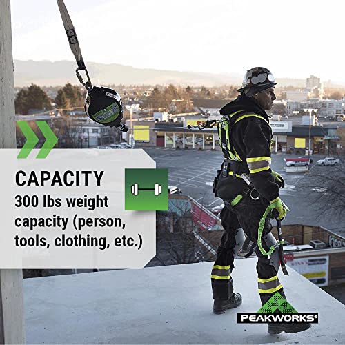 Image of PEAKWORKS Fall Protection Self Retracting Lifeline (SRL) with Galvanized Steel Cable, Snap Hook, 40 ft. Length, Green, V845533040LE