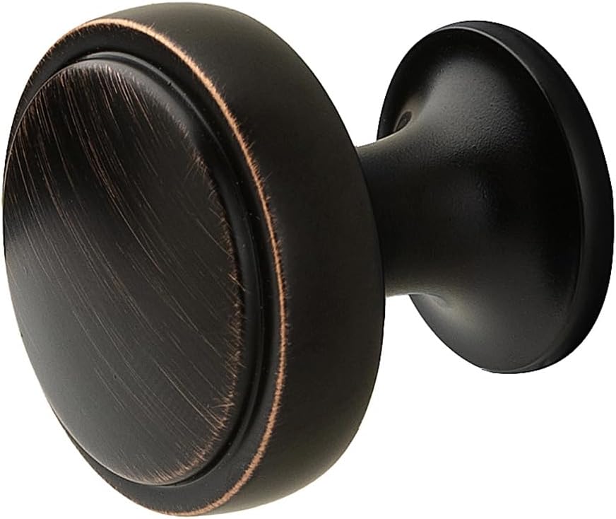 HARPOON 10 Pack Cabinet Knobs, Vintage Round Knob, Modern Pull Drawer Handle Wardrobe, 1 inch Single Hole, Oil Rubbed Bronze