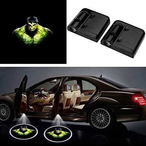 2pcs for Hulk 3D Ghost Shadow Emblems Wireless Door Sensor Lights, for Hulk Led Laser Door Shadow Light Welcome Projector Lamps Fits Ford, Audi, VW, Dodge, Toyota, Honda