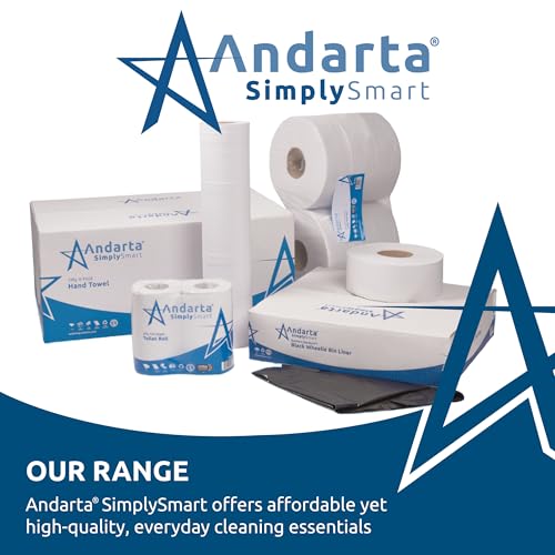 Andarta - 2Ply Mini Jumbo White Toilet Rolls with 62mm Core - Pack of 12 High Capacity Toilet Roll - 150m Per Roll - Made from Recycled Materials - Suitable for All Jumbo Dispenser Andarta - 2Ply Mini Jumbo White Toilet Rolls with 62mm Core - Pack of 12 High Capacity Toilet Roll - 150m Per Roll - Made from Recycled Materials - Suitable for All Jumbo Dispenser
