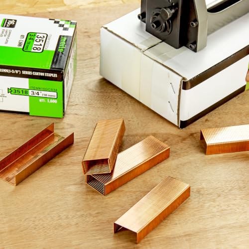 Image of meite Carton Closing Staples 1-3 /8 inch Wide Crown 3 /4 inch Leg 1,600PCS x 5 Boxes